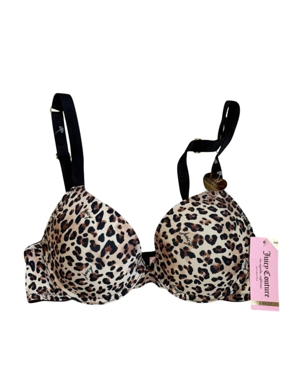 New Juicy Couture Bra Size 34 B Leopard Padded Push up Underwire Sexy